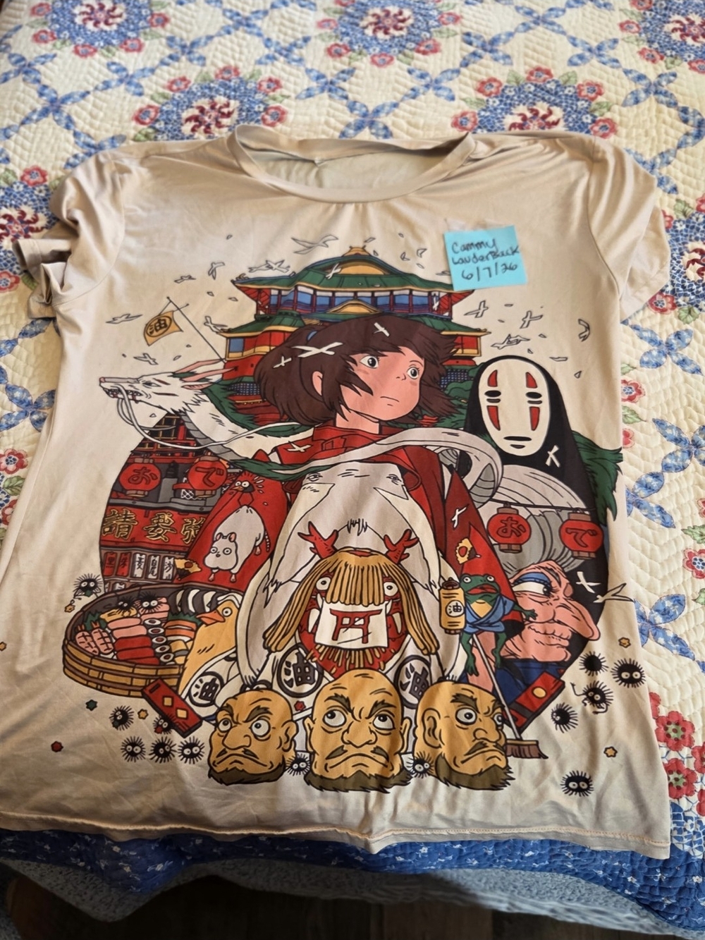 Studio Ghibli Spirited Away Graphic Tee - Beige with Multicolor Print
